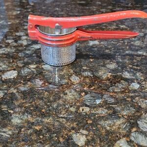 Antique Red Metal Potato Ricer